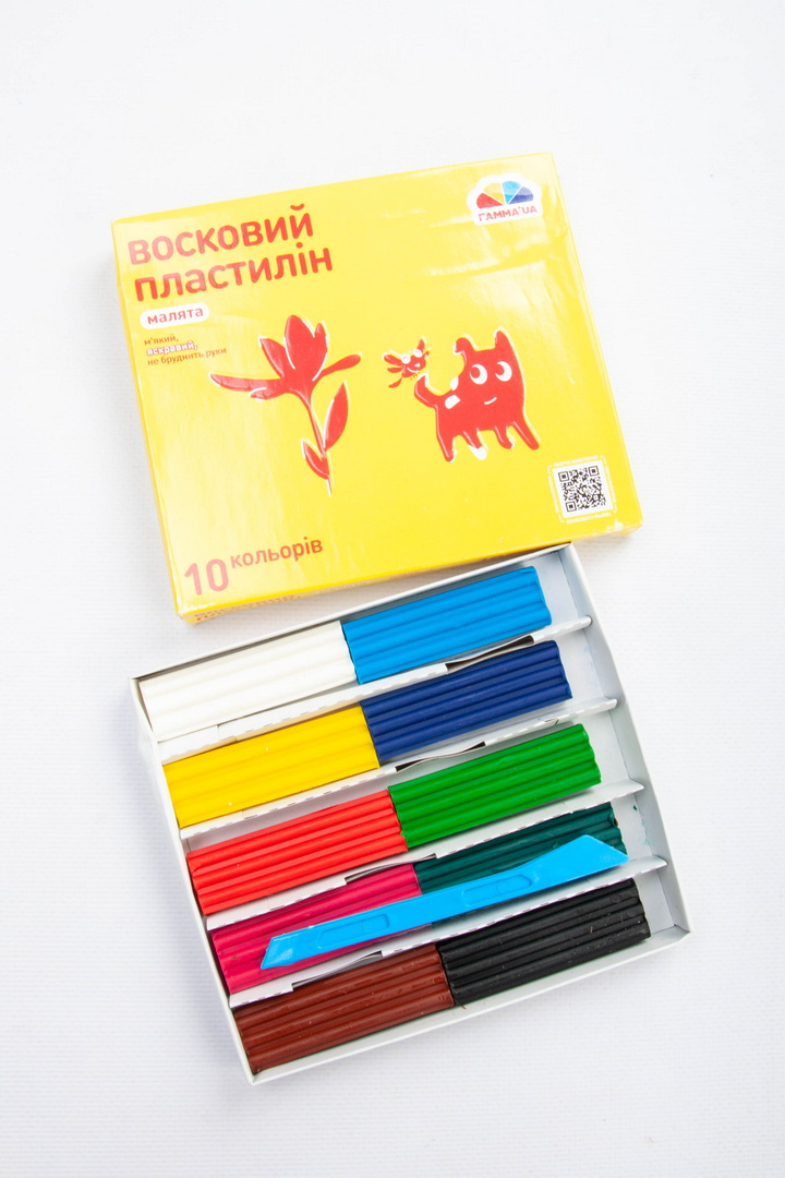 Пластилін восковий, 10 кольорів, 120 г, ГАММА UA