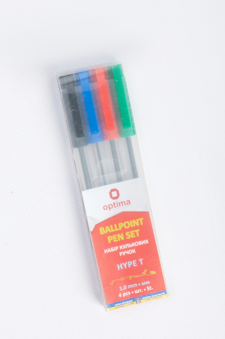 Набір кулькових ручок, 4 кольори, 1 мм, "HYPE", OPTIMA