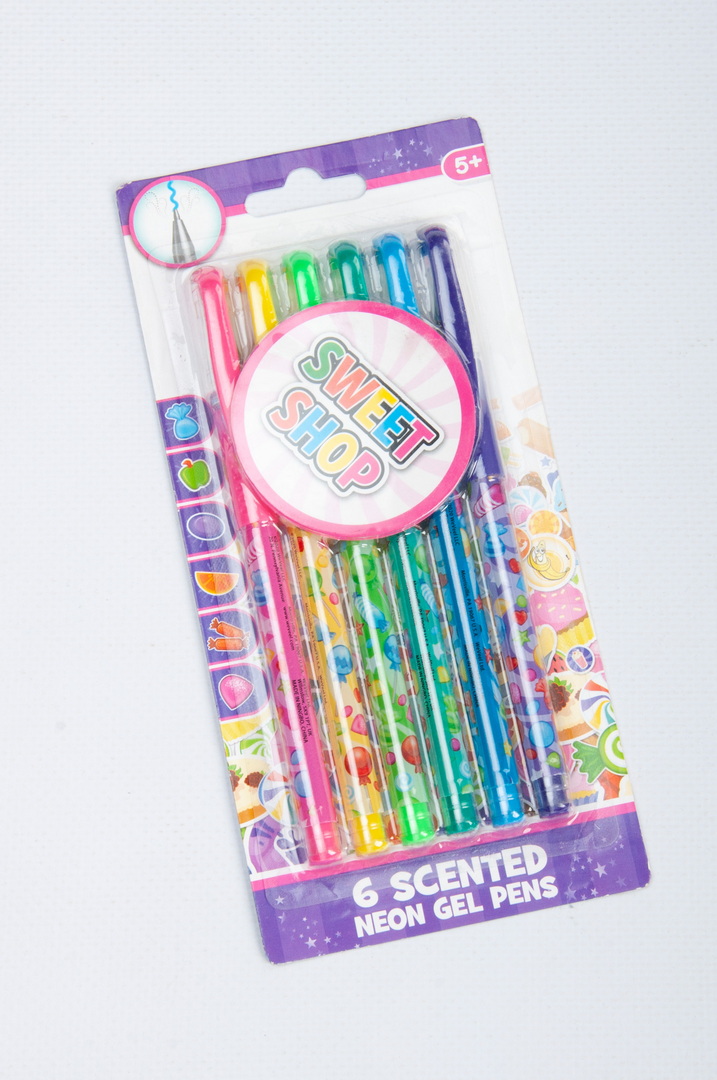 Набір гелевих ручок, 6 кольорів, ароматні, неонові, SWEET SHOP